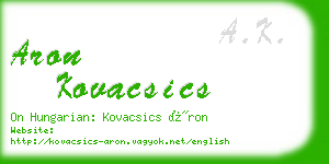 aron kovacsics business card